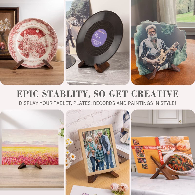 ANBOXIT Plate Stand for Display - 3 Pack 6.5 Inch Plate Holder Display Stand  Wooden Picture Frame Stand  Decorative Table Top Easels for Display - Image 5